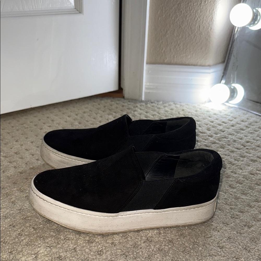 Vince Black Slip-On Sneakers with Cream Soles